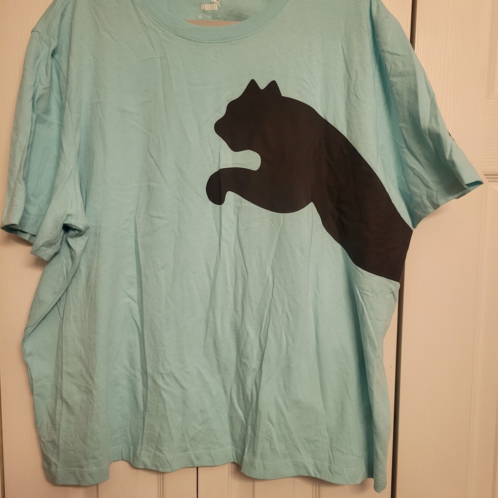 Puma Aqua T-Shirt with Black Puma Design